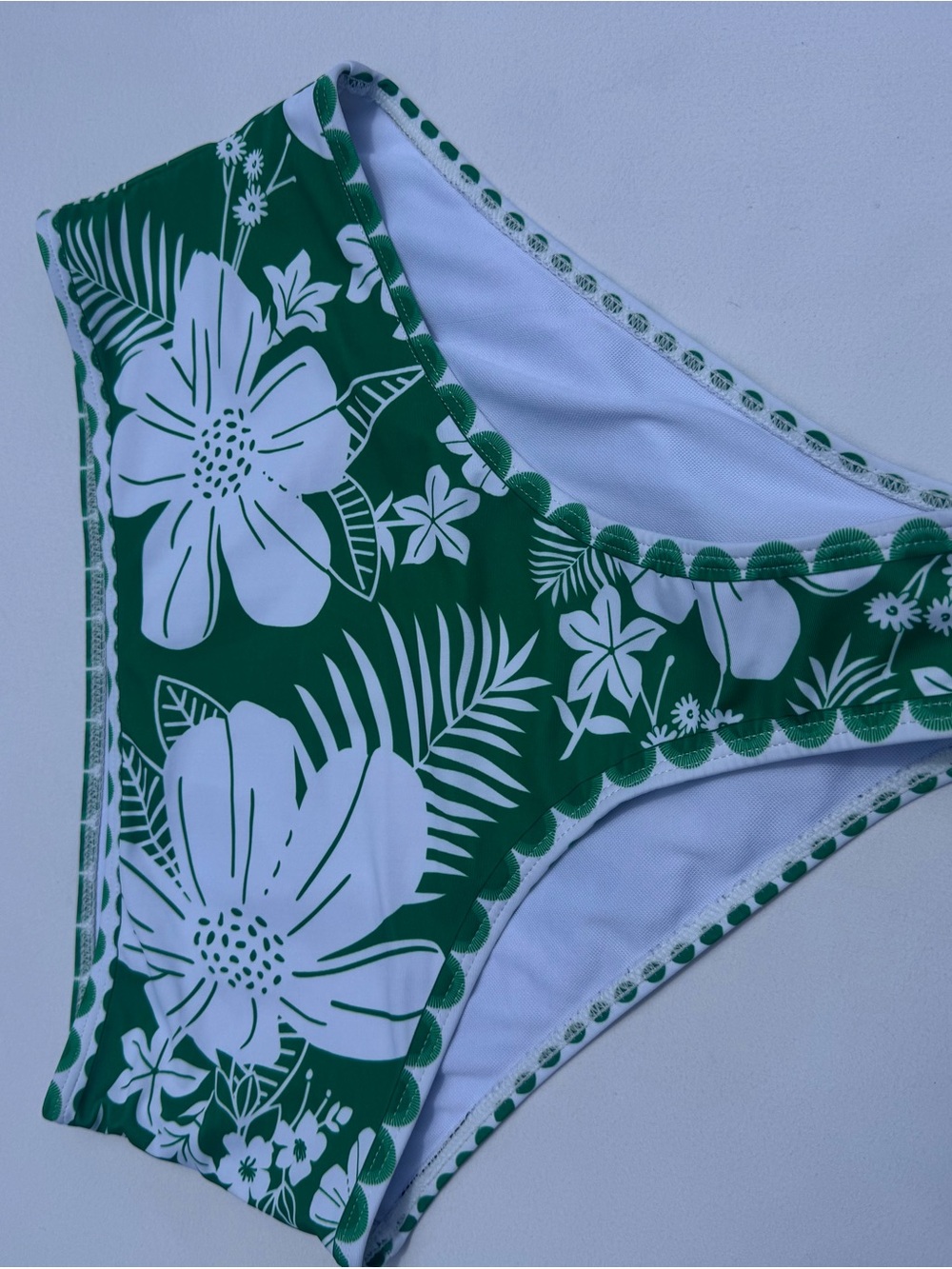 Commense Green and White Floral Girls Swim Bikini Bottom